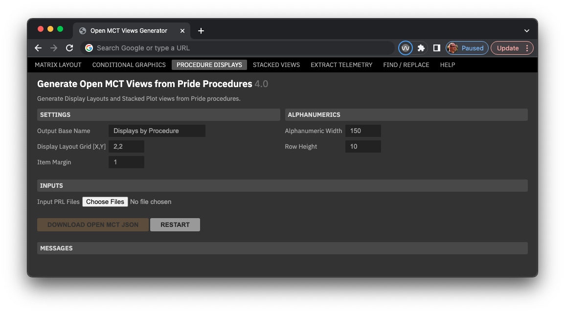 Picture of Procedure Displays web interface