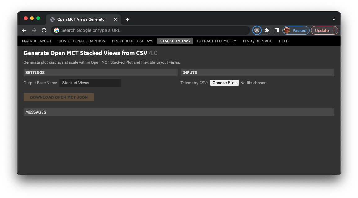 Picture of Stacked Views web interface