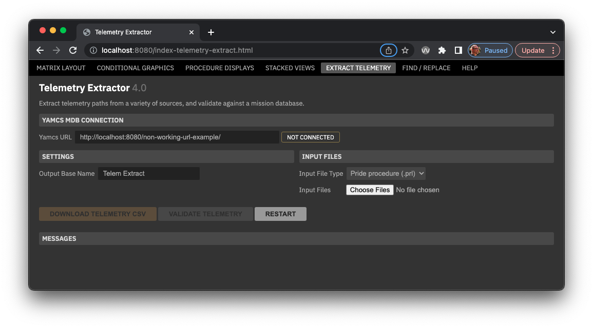 Picture of Extract Telemetry web interface