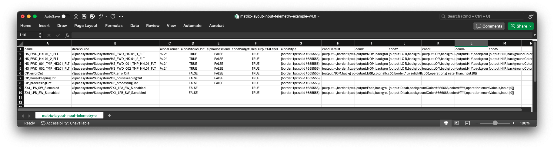 Picture of CSV file